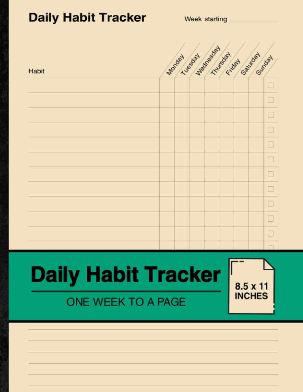 Daily Habit Tracker: Habit Tracking Notebook | One Week to a Page | Large