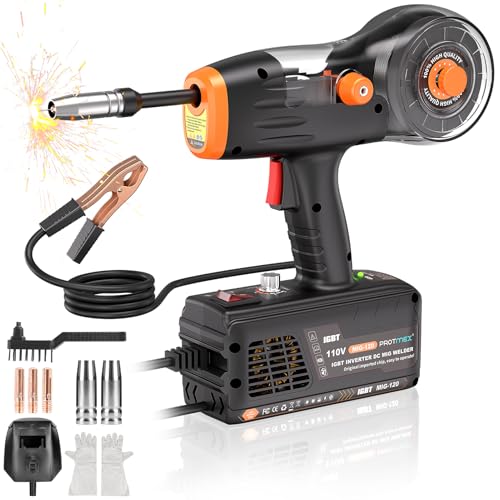 Handheld MIG Welder Machine - 110V Flux Core Portable laser welder, 120A Gasless MIG Welding...