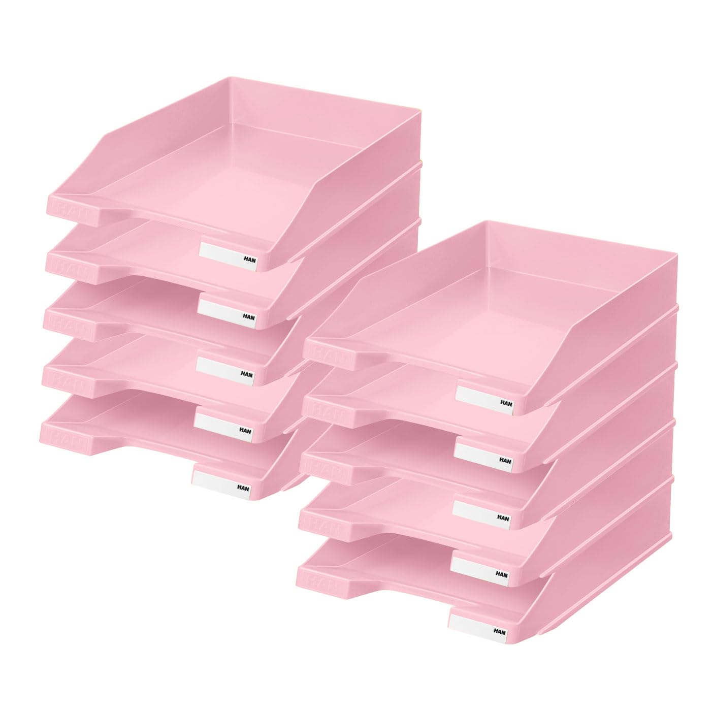 HAN Classic Letter Tray, Pack of 10, Modern, Stackable Shelf in Fresh Design up to A4/C4 Format, 1027-X-886, Pastel Pink