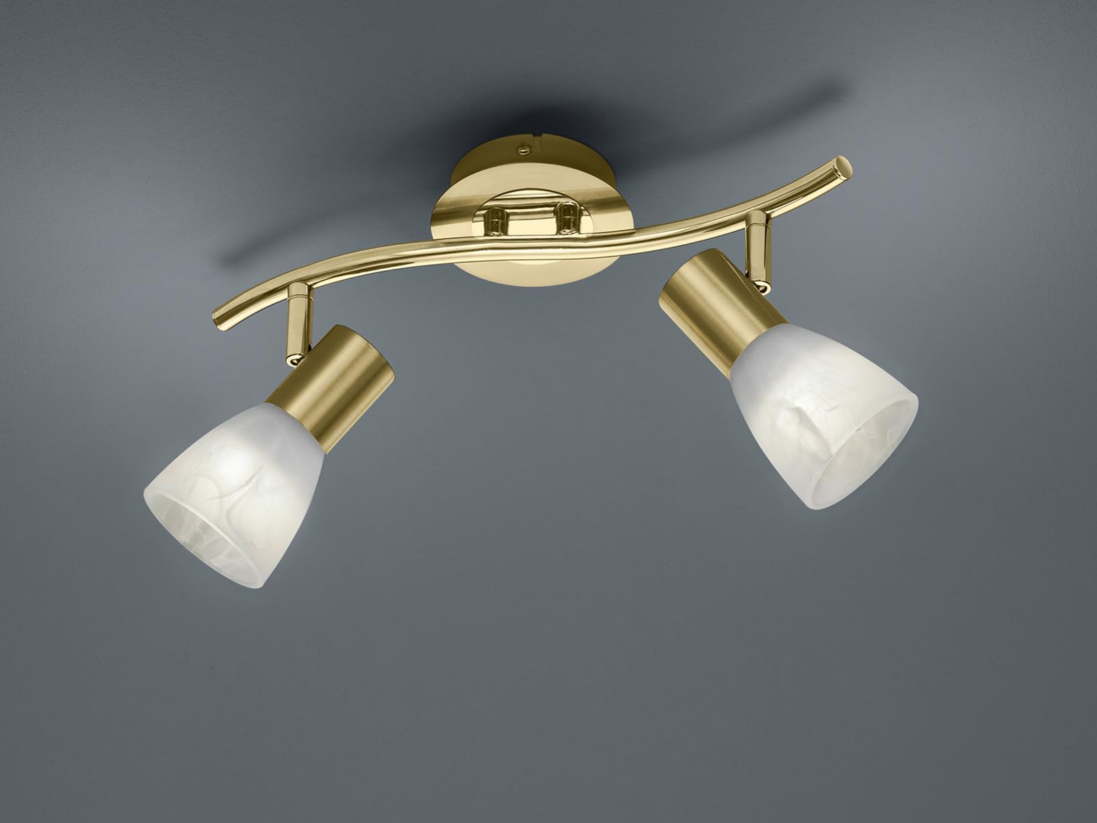 Trio Leuchten - Faretti da soffitto a 2 luci, in nichel opaco, con paralumi in vetro color alabastro, girevoli e orientabili