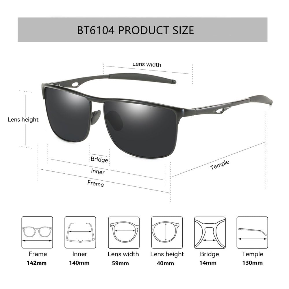 Gafas de sol metálicas polarizadas para hombre con protección UV400 para conducir, pescar, hacer senderismo, jugar al golf y uso diario, 1.004
