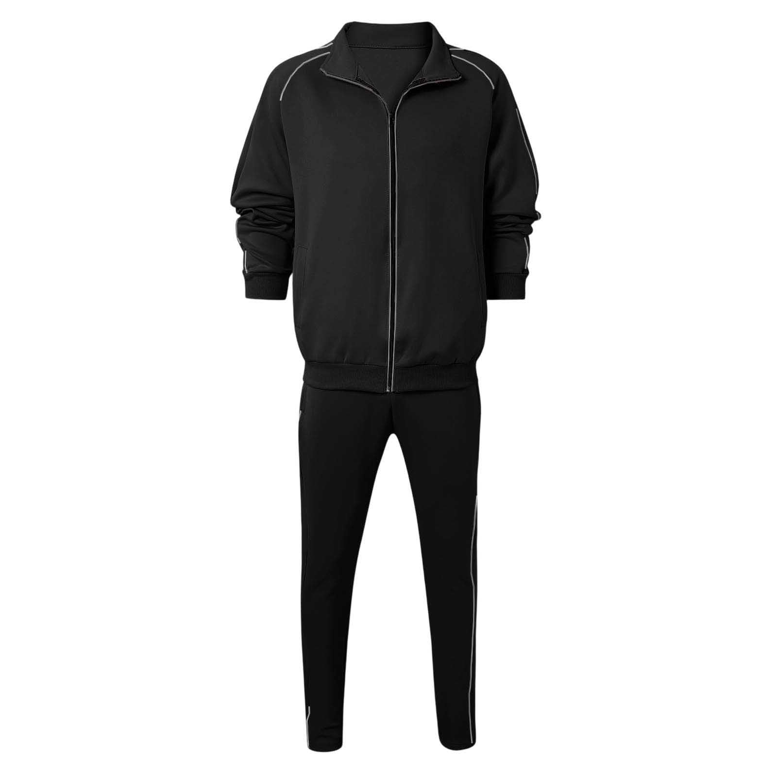 Generisch Męski dres treningowy, modny, 2-częściowy, jednokolorowy dres sportowy, bluza z kapturem + spodnie do biegania, zestaw dla mężczyzn, strój rekreacyjny, bluza z kapturem, dres sportowy