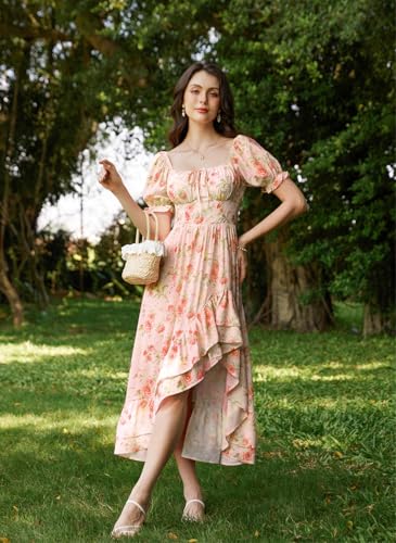 Image of Scarlet Darkness Corset Dresses for Women Summer 2026 Floral Wedding Guest Chiffon Sundress