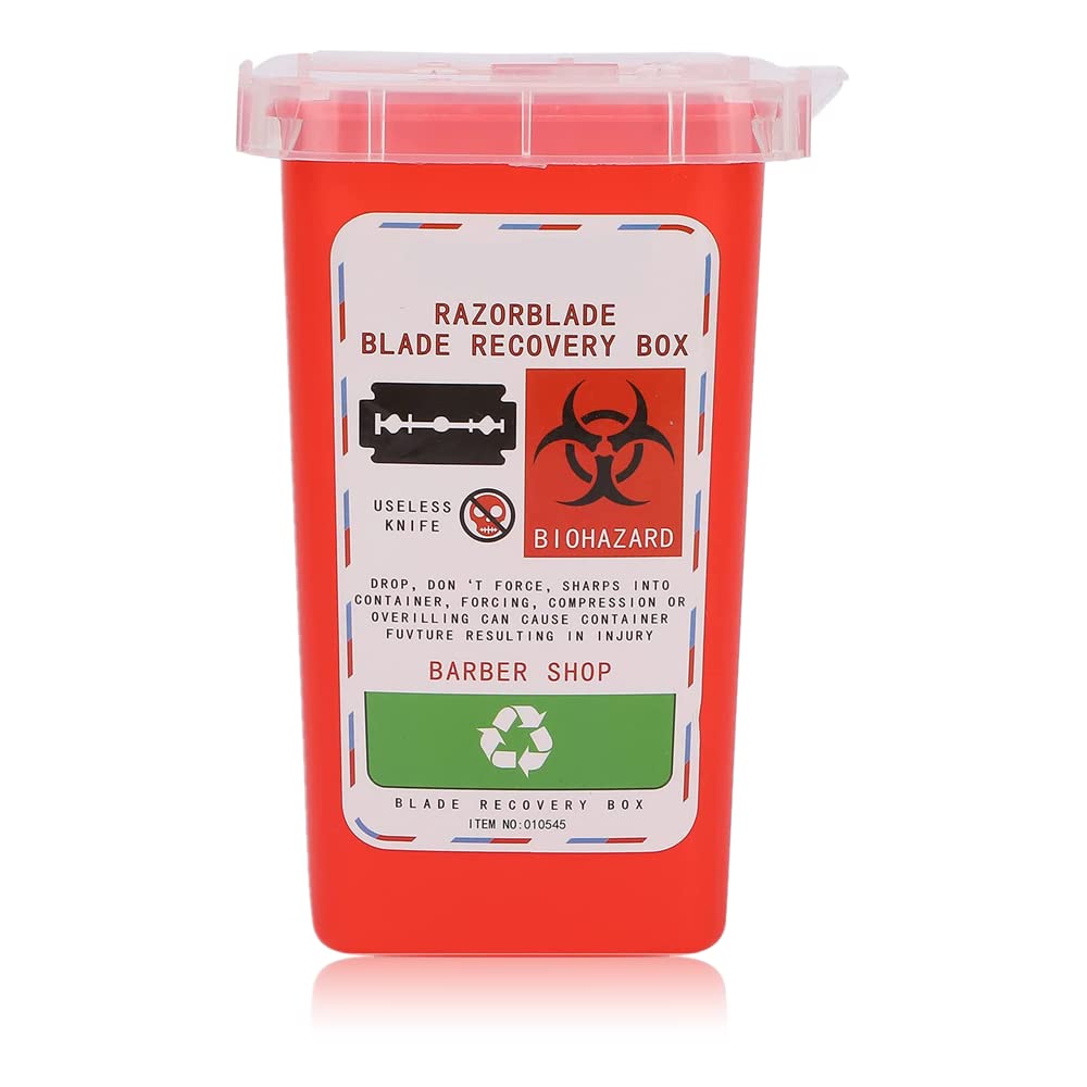 Contenitore Smaltimento Oggetti Taglienti Lama Barbiere Parrucchiere Scatola Rosso