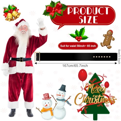 2 Pcs Christmas Santa Belt for Men Women 64.9" x 3.5" Buckle Decorations Black on Elf Pirate Belt Crafts Gifts for Adults Women Cosplay2