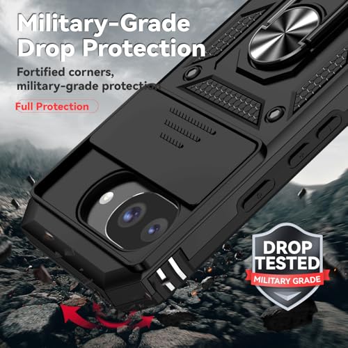 SKMY for Pixel 10a Case,with Screen Protectors and Camera Cover,[Military Grade] 16ft.Drop Tested Cover with Magnetic Kickstand Protective Case for Pixel 10a (Black) - Thumbnail 6