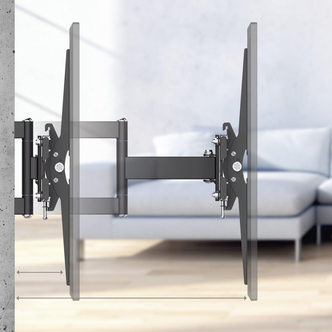 Hama TV Wandhalterung schwenkbar, neigbar, ausziehbar, 32-65 Zoll, bis 25kg | TV Wandhalterung schwarz, VESA 100x100 bis VESA 400x400, mit fischer-Dübeln