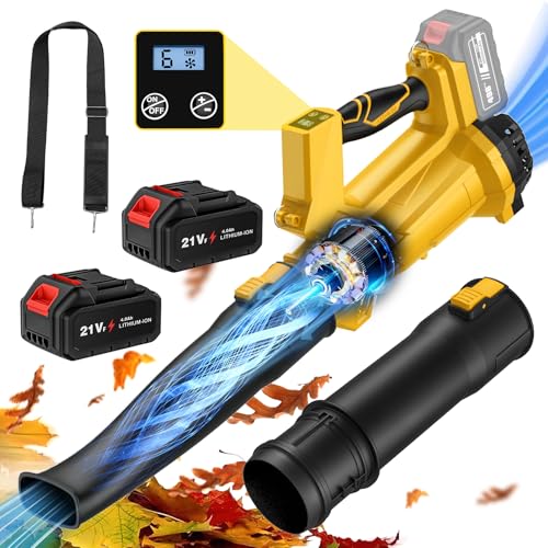 Soplador de Hojas Inalámbrico, soplador eléctrico Entrada De La Casa de Nieve Sopladores de Hojas para Jardín,abarcar Batería 5.2Ah y Adaptador de Alimentación