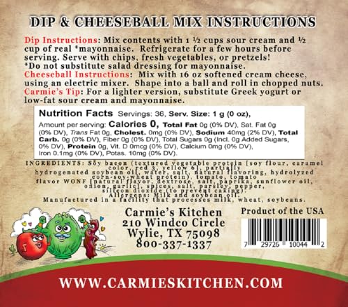 Carmie's Kitchen BLT Dip Mix, 1.2 Ounce - image 3
