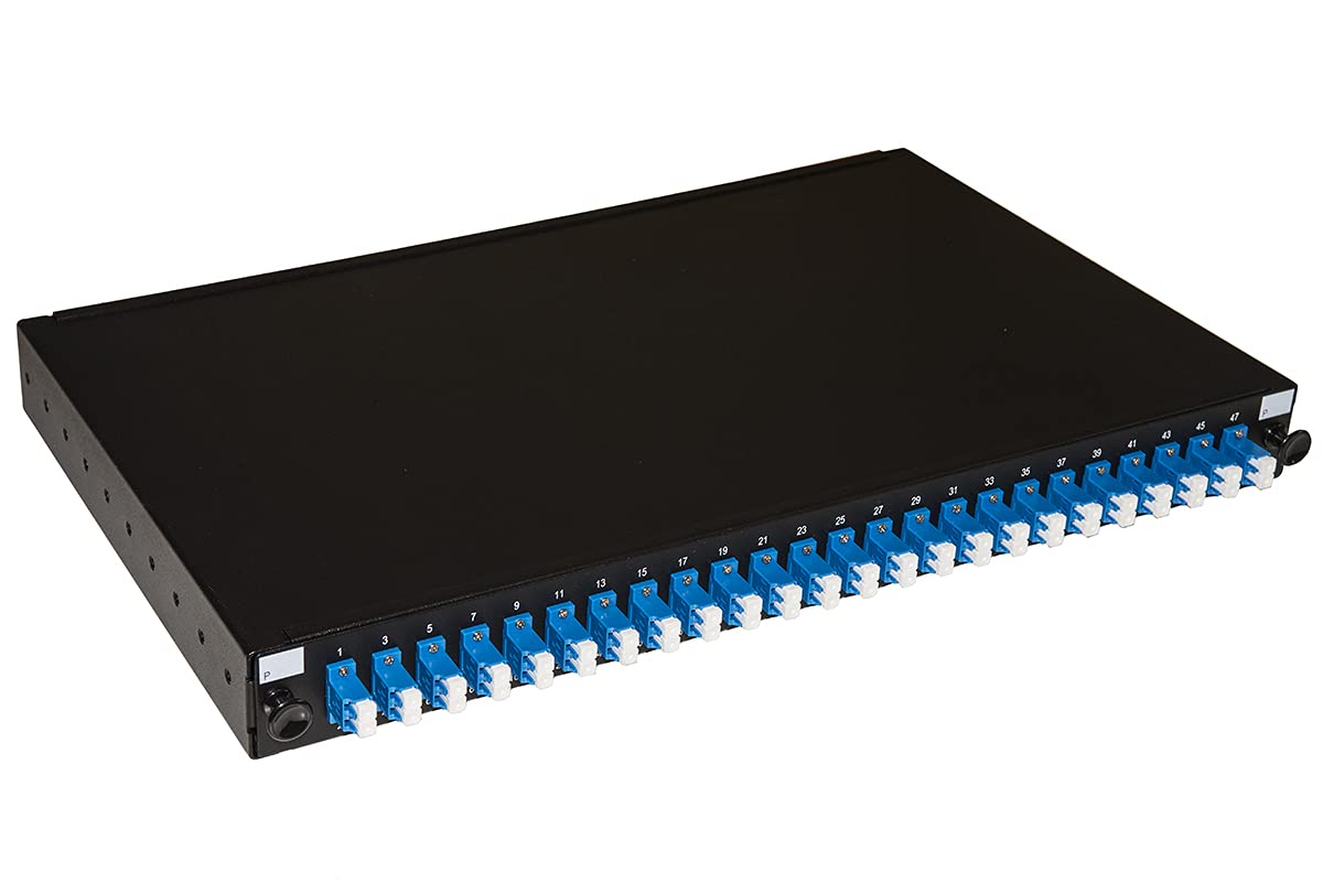 pannello fibra ottica 19" con 24 adattatori lc duplex singlemode profondita' 250 mm colore nero
