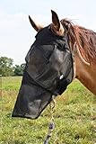 Horse Fly Mask with Long Nose, All Around Barn, Stable, Pasture, Trail Riding Fly and Sun Protection - Style: with Long Nose - Size: Arab, Cob, Small Quarter Horse