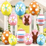 Jetec 12 Pcs Giant Inflatable Easter Eggs Decorations 6 Pcs 24 Inch Easter Inflatables Outdoor Decor 6 Pcs 16 Inch PVC Large Outdoor Easter Eggs Bunny Blow Up Easter Yard Ornaments for Yard Lawn