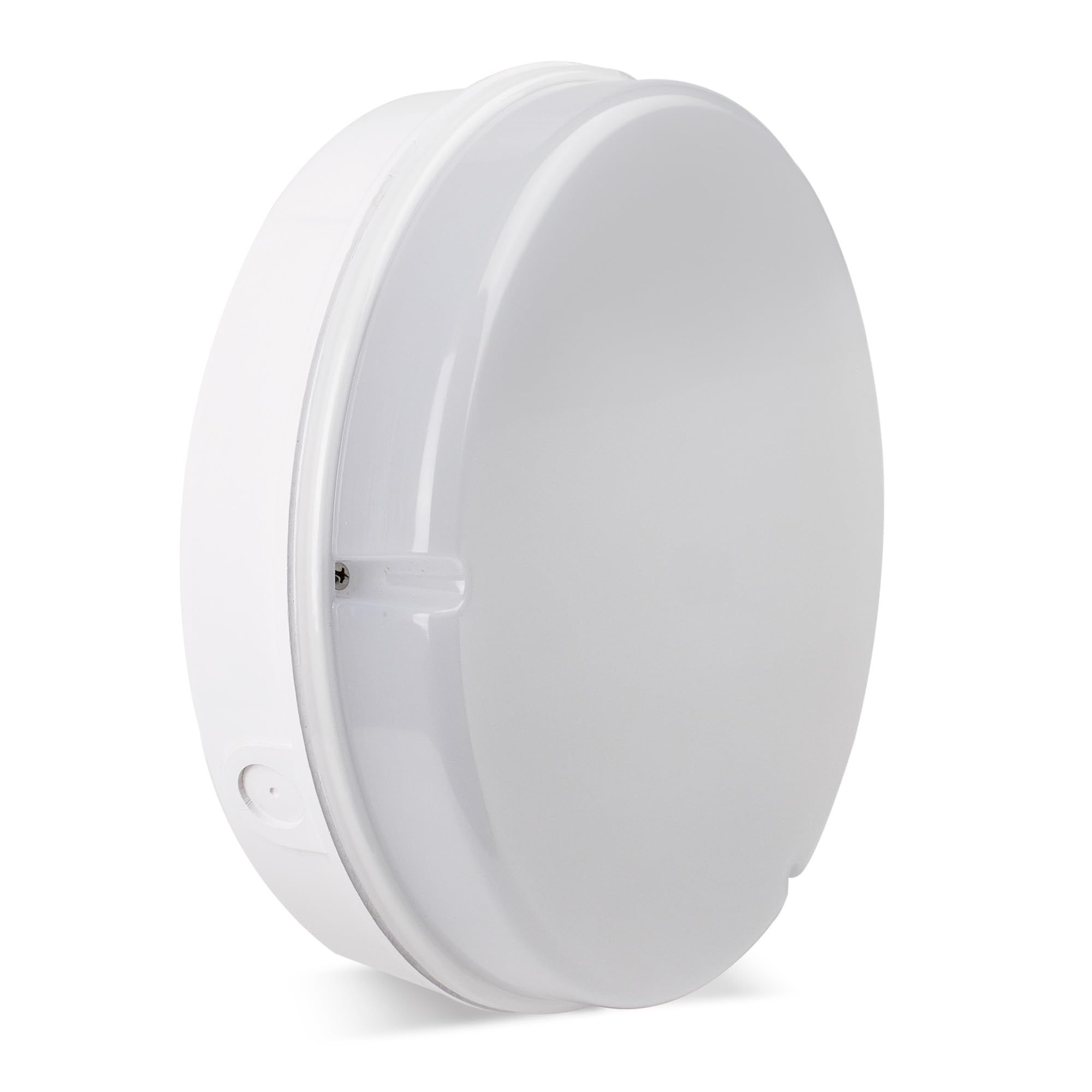 Bright Source Wall & Ceiling Round Utility LED Bulkhead, White, Switchable Wattage 9W 14W 18W, IP65, 120° Beam Angle (1, Standard)