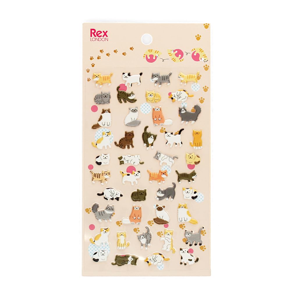Rex London Multi 3D Puffy Stickers - Cats
