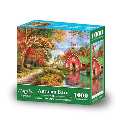 Majestic Autumn Barn Farm Rompecabezas de 1000 Piezas para Adultos y Jóvenes | Puzzle Campestre de Otoño con Piezas Únicas, Hecho en USA, Materiales Ecológicos con Paisajes Coloridos de Otoño miniatura 2