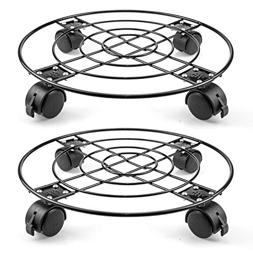 Fasmov 2 Pack 13 inches Plant Caddy Heavy Duty Iron Potted Plant St