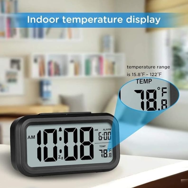 Image of Digital Alarm Clock for Students with Auto Sensor | LED Alarm Clock for Bedroom Night Use | Table Clock Digital with Date & Temperature | Study Table Clock for Kids, Girls, Boys | (Multicolour)