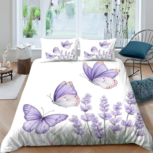 Parure de lit papillons violets 200x200 pour chambre d'ado - 4