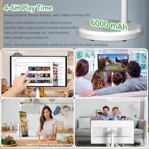 Image of 21.5 inch FHD Portable Smart TV on Wheels, Android 13 OS,6GB+128GB Storage