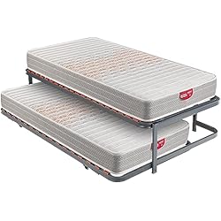 Cama Compacta Con Somier PIKOLIN | Pack Cama Nido Juvenil 2 somieres láminas y 2 colchones Apple Compact 20 Espuma HR firmeza Media-Alta | Inferior desplegable con Ruedas | 90x190 | Montaje Dentro del Domicilio Incluido