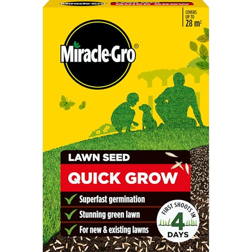 Miracle-Gro Quick Gro Lawn Seed, Child & Pet Friendly, Coverage 28m2, 840g Box, Green