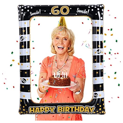Flintronic Photocall 60 Cumpleaños, Accesorios Photocall Cumpleaños, Marco Inflable de Fotos Adornos Accesorios, 60th Cumpleaños Photo Booth Props, Decoración Fiesta Cumpleaños