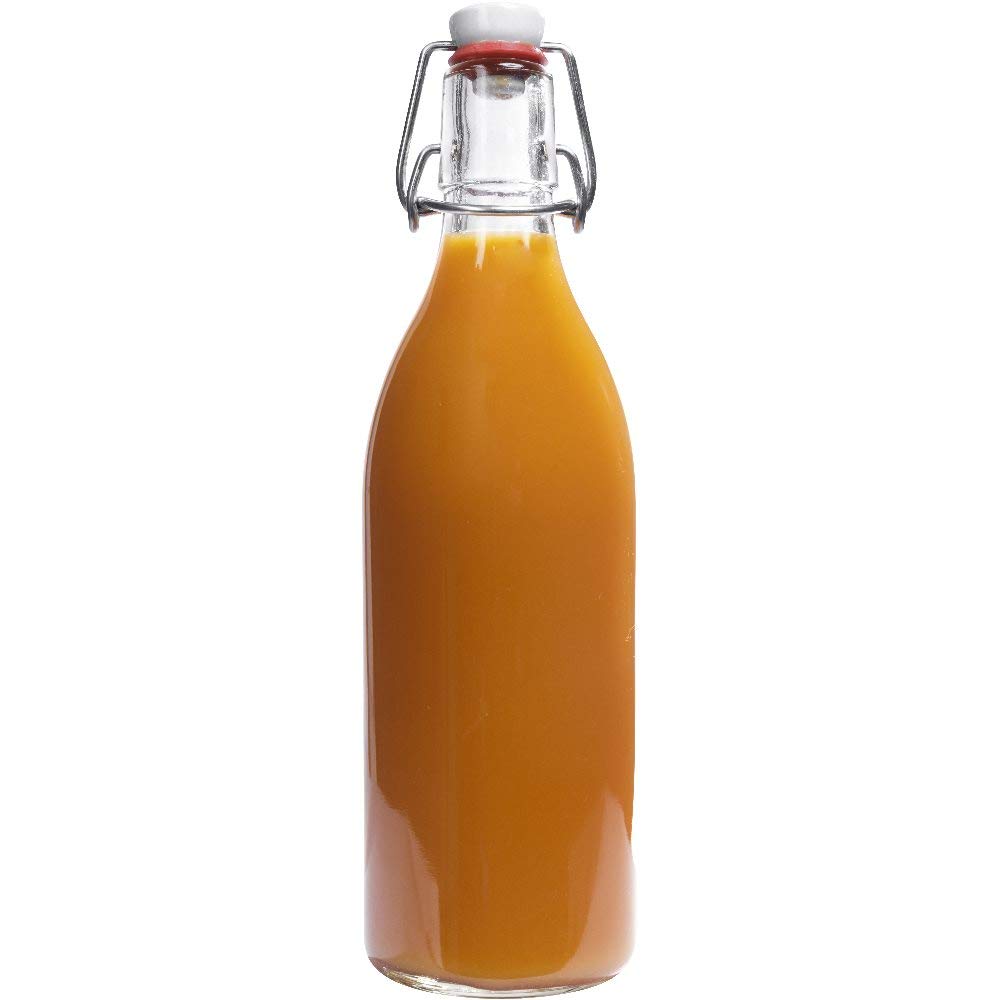 8x Glasflasche 0,5 Liter mit Bügelverschluss aus Porzellan, inkl Trichter