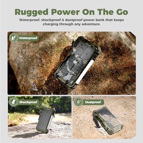 Image of BLAVOR Solar Power Bank 20000mAh Built-in Cables, Wireless Charger for Phones & Apple Watch, 20W Fast Charging Battery Pack with USB C, Flashlight, Solar Charger for iPhone, iPad, iWatch, Samsung