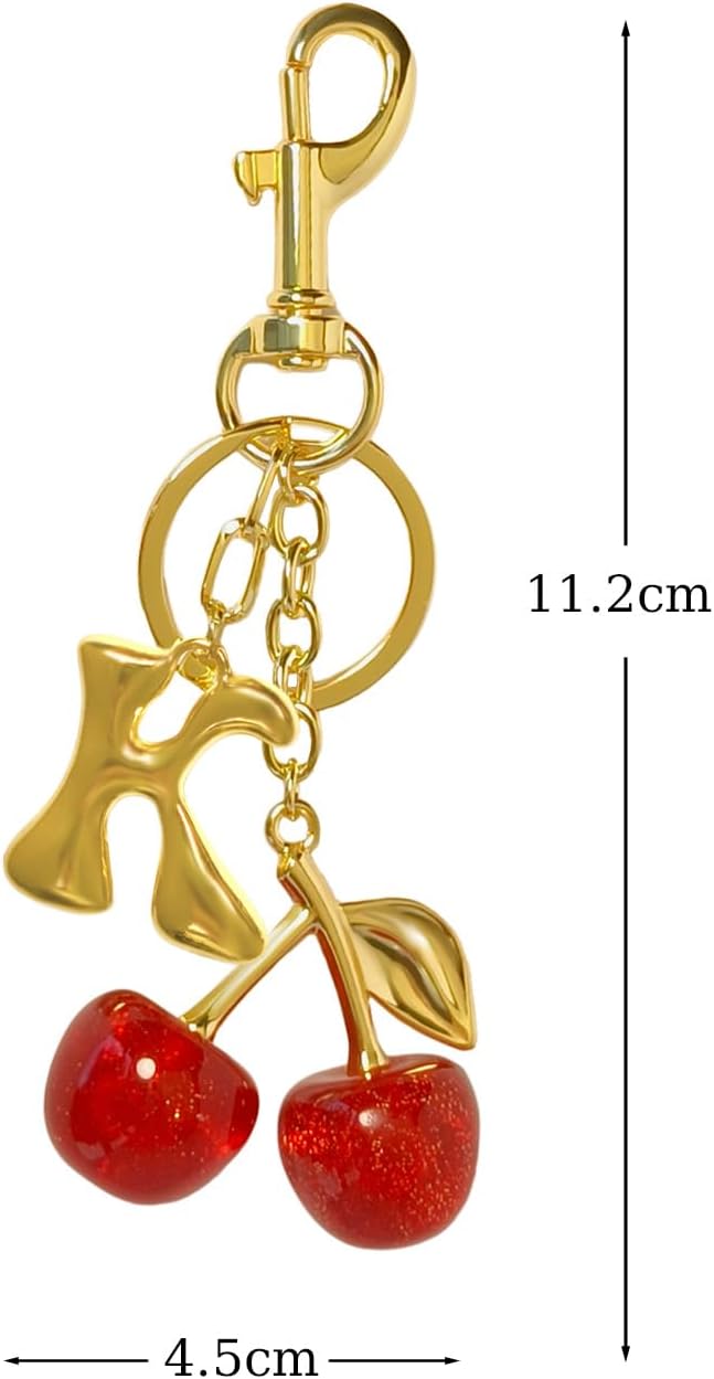 Cherry Bag Charms Bubble Initial Purse Key Chains for Women Car Letter Handbag Backpack Keyrings - Image 5