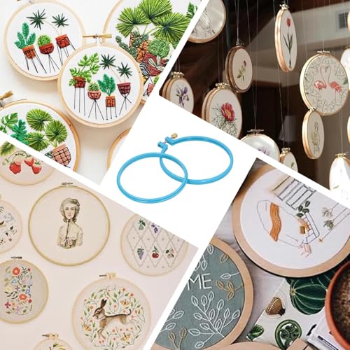 Image of 3PCS 5in Plastic Embroidery Hoop Set, Mini Cross Stitch Hoop Circle Sewing Ring with Adjusting Screw, Plastic Embroidery Rings for Beginners and Crafters