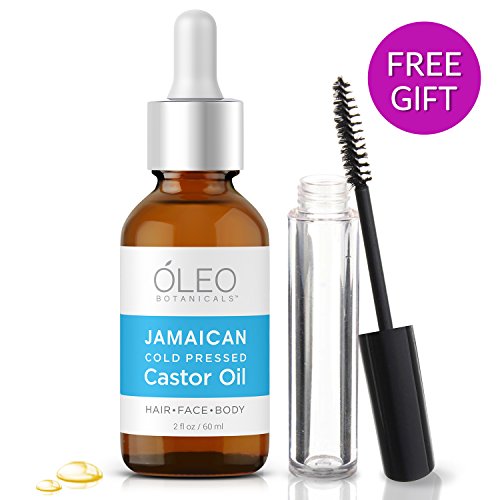 Jamaican Cold Pressed Castor Oil | Grow Longer Eyelashes | Promotes Hair Growth | 100% Pure, Extra Virgin, Unrefined, Hexane-Free 60 ml, Gentle Treatment, Free Mascara Tube, Treats Acne
