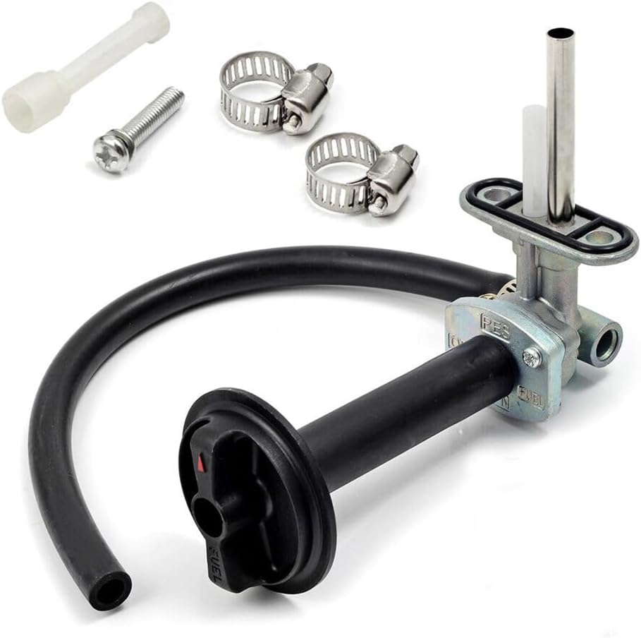 Fuel Petcock Valve Switch with Knob Lever and Lines Fit for Yamaha Kodiak 400 450 YFM400 YFM450 Grizzly 400 450 YFM450F Prairie 400, Replace 5GH-24500-10-00