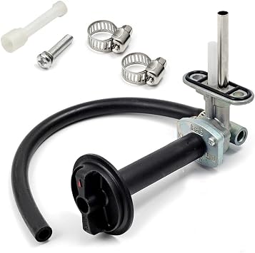 Fuel Petcock Valve Switch with Knob Lever and Lines Fit for Yamaha Kodiak 400 450 YFM400 YFM450 Grizzly 400 450 YFM450F Prairie 400, Replace 5GH-24500-10-00