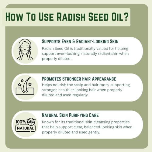 Image of KUNJ Radish Seed Oil 30ml - 100% Pure & Natural Cold Pressed Undiluted Carrier Oil for Hair, Scalp, Skin & Face Care | Lightweight Nourishing Oil for Smooth Hair & Healthy-Looking Skin