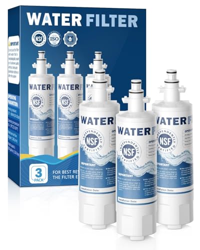 ADQ36006101 Water Filter Compatible With LG LT700P LT700PC Kenmore 9690 ADQ36006102 RFC1200A 46-9690 LFXS30766S Water Filter Replacement LT120F Fresh Air Filter 300 Gallon 3 Pack