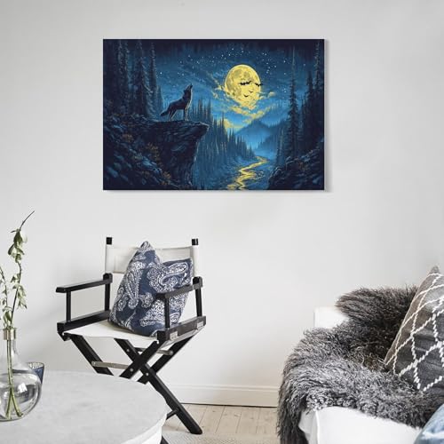 Tableau loup œuvre d'art moderne impression toile haute qualité