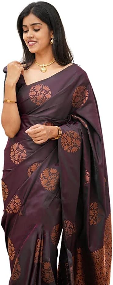 Textile Women's Banarasi Soft Silk Saree With Unstitched Blouse Piece (Free Size)