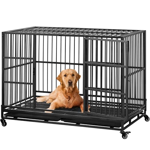 Yaheetech 48'' Dog Crate Extra Large Pet Crate XXL Indestructible Dog Crate W/2 Doors/Lockable...