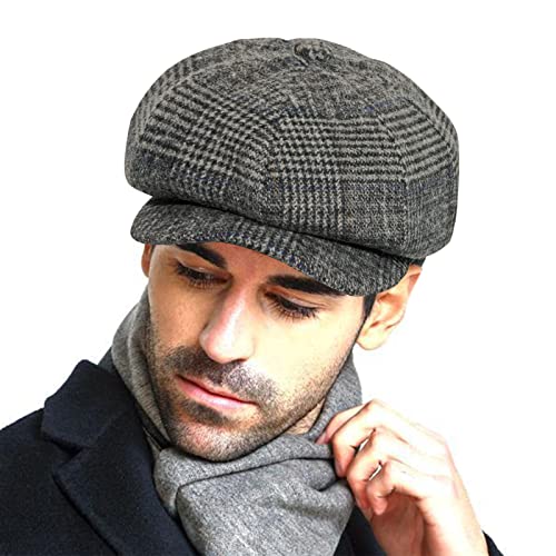 Image of PanPacSight Fashion Men's Classic Newsboy Gatsby Hat Blend Wool Vintage Flat Ivy Cabbie Cap Boyfriend Gift(Medium /Large /X-Large)