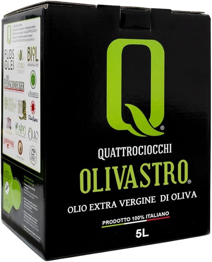 Quattrociocchi OLIVASTRO 100% Itrana Olio Extra Vergine di Oliva - Prodotto 100% Italiano - 1 Bag in Box da 5 Lt -