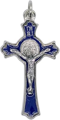 VILLAGE GIFT IMPORTERS Saint Benedict Cross | Patron Saint of Students and Europe | Choose from Six Colors | Great for Crafting or DIY Rosary or Necklace | Beautiful Crucifix with St. Benedict Medal