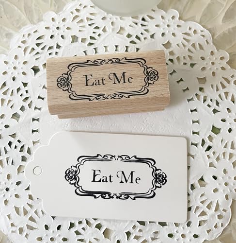Chyhmyt - Custom Wood Rubber Eat Me Stamp Alice In Wonderland Inspired Eat Me And Drink Me Custom Rubber Stamps (Eat Me)