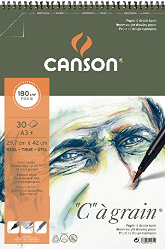 Canson - Álbum Espiral Microperforado, 29,7X43,7 Cm, 30 Hojas, C À Grain, Grano Fino, 180G En Oferta Álbum Espiral Microperforado, 29,7X43,7 Cm, 30 Hojas, Canson C À Grain, Grano Fino 180G