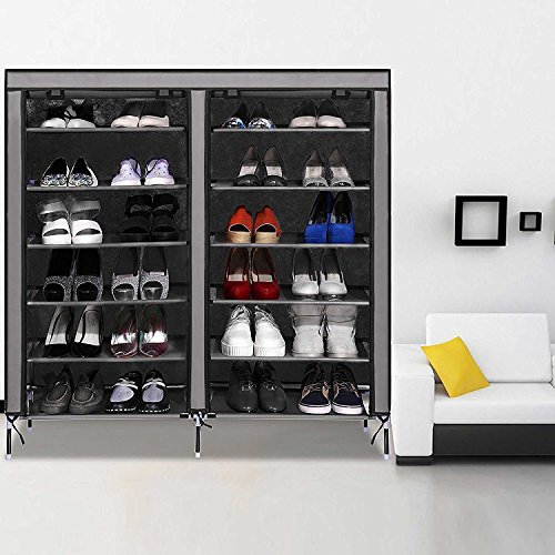Image of Styleys Shoe Rack /Multipurpose Storage Rack with Dustproof Cover (Iron Pipes, Non Woven Fabric, Plastic Connector) (Grey, 12 Layer)