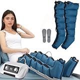 Presoterapia para Casa Piernas, Maquina Botas Presoterapia Profesional Piernas, 6 Camaras Masajeador Drenaje Linfatico Circulación, 0-30 Min, 0-240 Mmhg Ajustables (Azul, 2piernas)