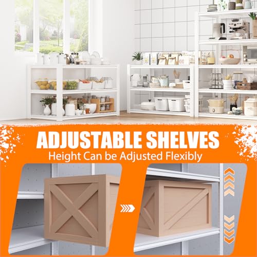 Himimi 72\" H Garage Shelving 3000LBS Storage Shelves Heavy Duty Garage Shelves, Adjustable 5 Tier Metal Shelving, Industrial Utility Shelf for Garage Pantry Basement, 48\" W x 24\" D x 72\" H, White - Thumbnail 7