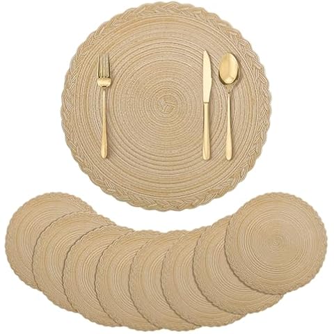 fanquare Khaki Cotton Placemats Set of 8 Cover