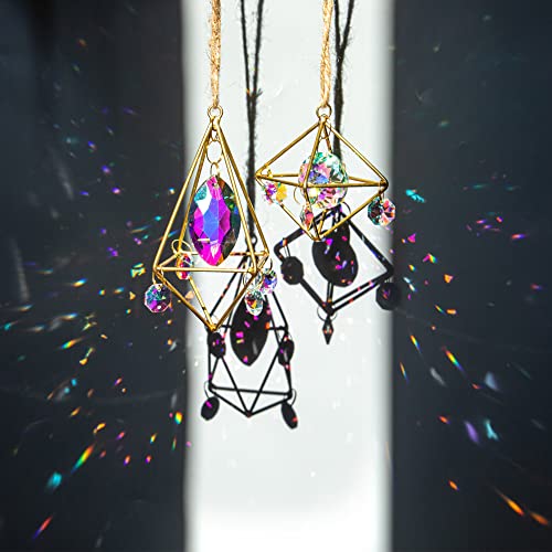 image for H&D HYALINE & DORA Set 2pcs Handmade Crystal Suncatcher,Window Hanging