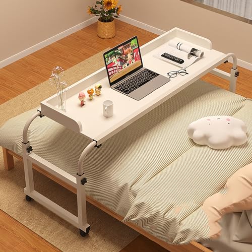 Table de lit croisée polyvalente et bureau mobile à roulettes