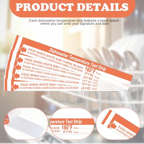 Image of Relaxweex 50 Pcs Dishwasher Temperature Strips Dishwasher 160 F Temp Stickers 160 Degree Dish Washer Heat Test Labels for Temperature Test